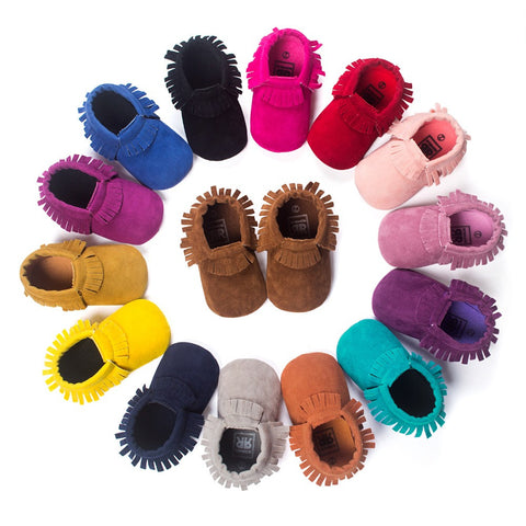 Colorful Soft Baby Moccasin Shoes with Fringe for Newborns and First Walkers